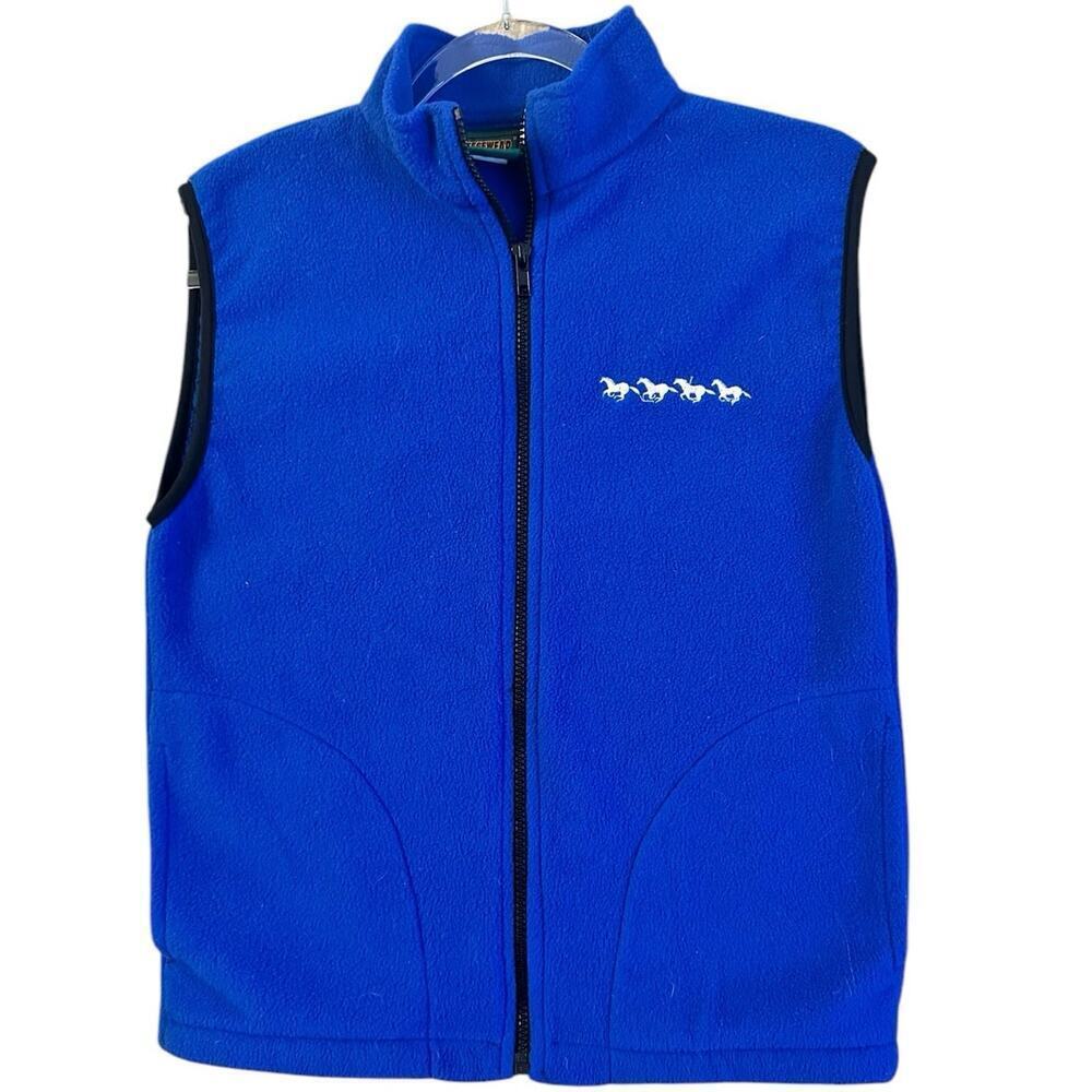 Vintage Fleecewear Embroidered Horse Vest Royal Blue Youth Sz. L Womens‎ XS